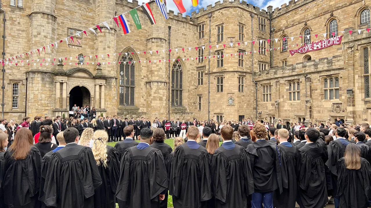 New students stood outside Durham Castle during Matriculation