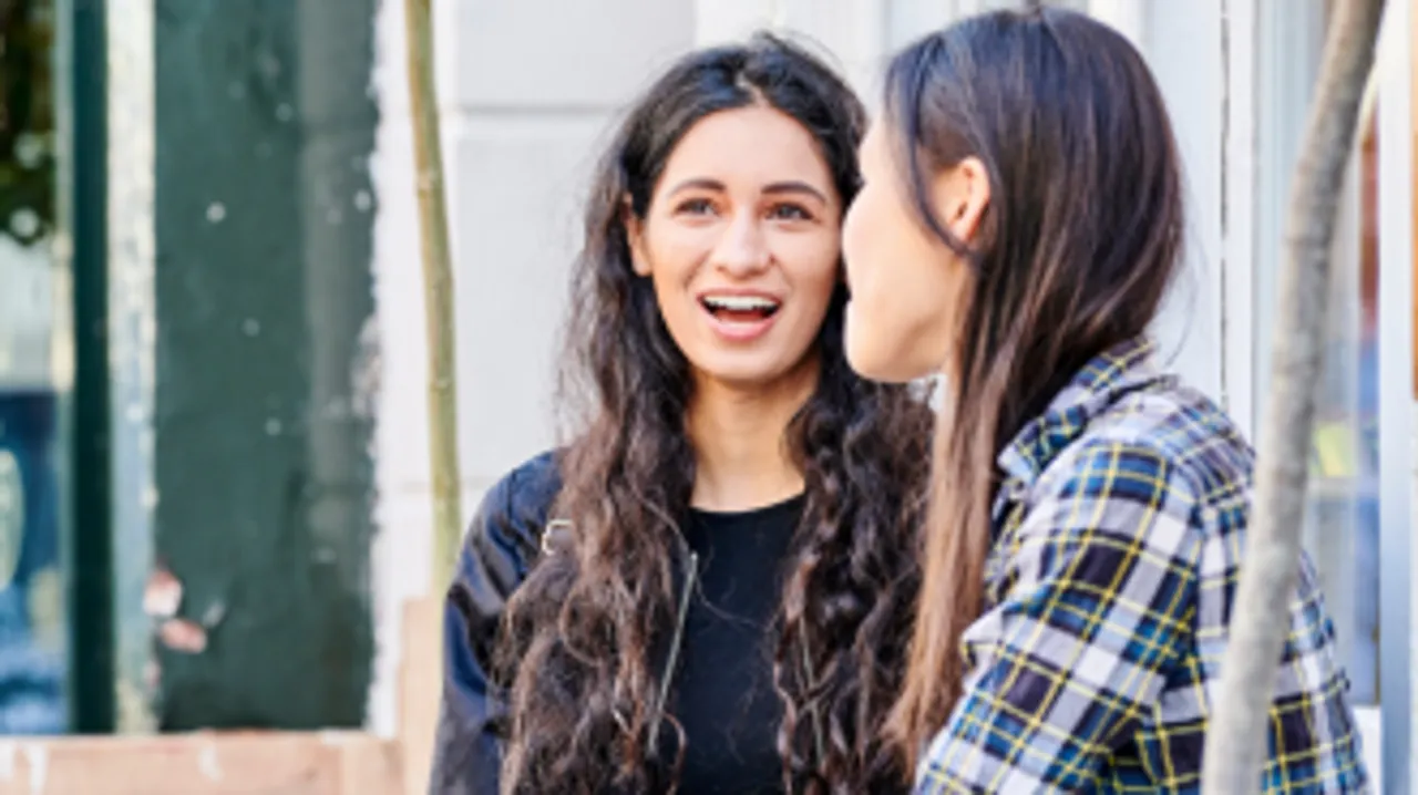Two female students chatting