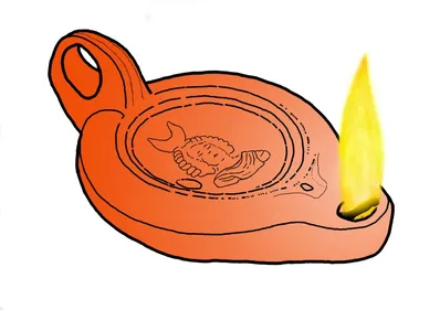 An illustration of a Roman oil lamp