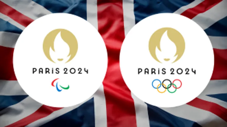 The Olympics and Paralympics logo on top of the Union Jack flag