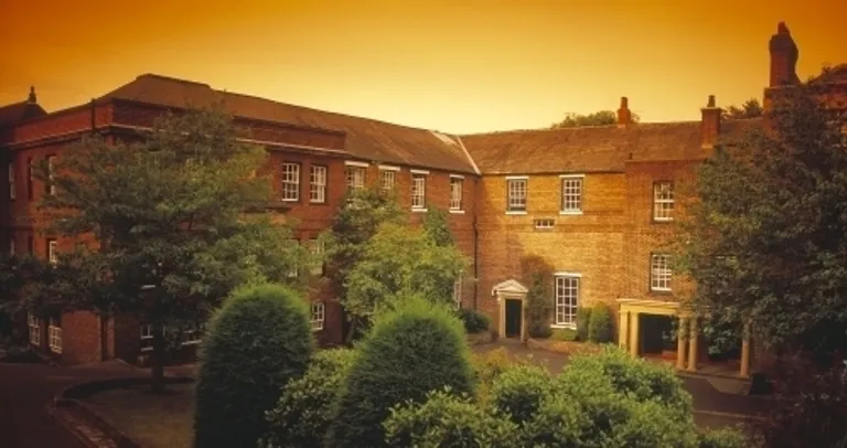 Hatfield College grounds at sunset