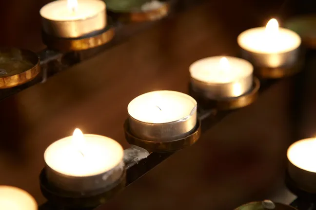 Votive candles (prayer candles) close-up