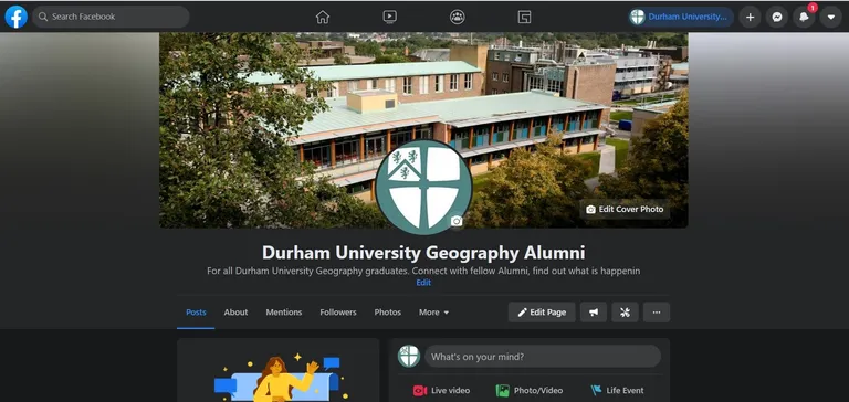Screenshot of Alumni Facebook Page