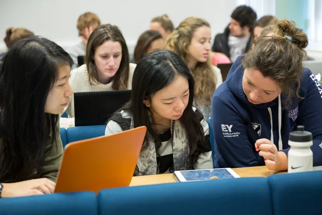 Students working together in seminar workshop