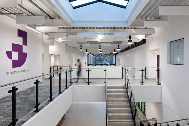 The upstairs hallway at Maiden Castle, Durham Universitys sports building