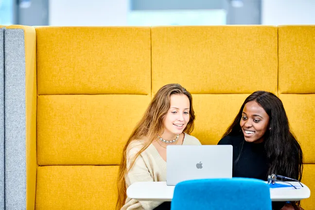 Two students studying in Teaching and Learning Centre