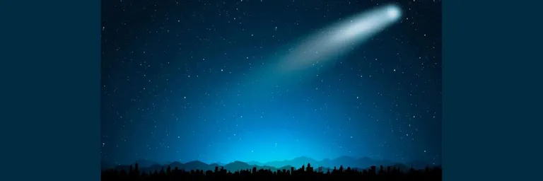 Image of a skyline with a shooting star in the horizon