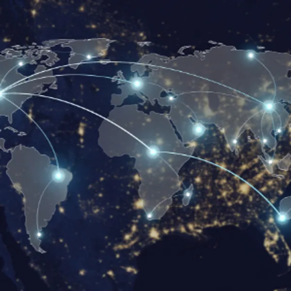 Map with superimposed network connections