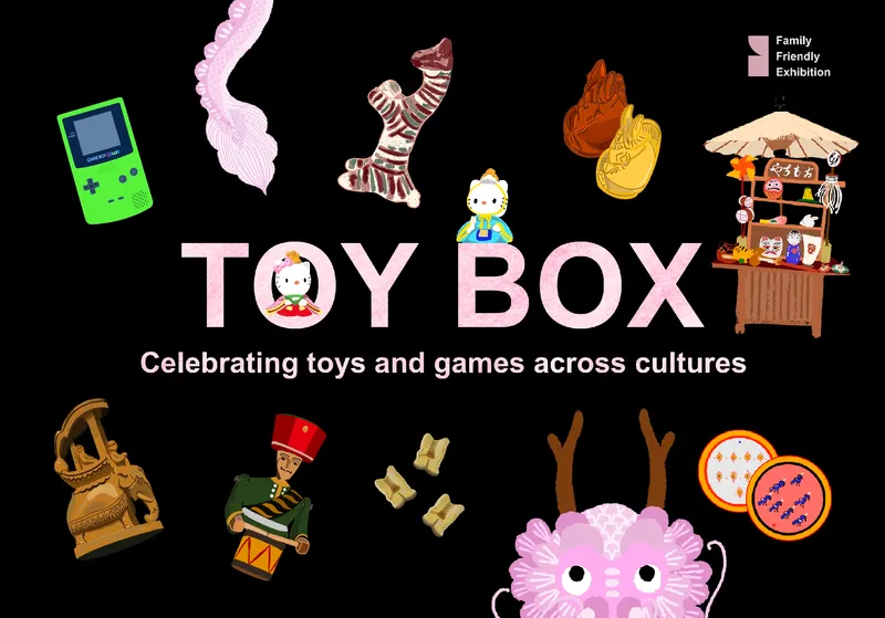 drawing of a range of toys from around the world