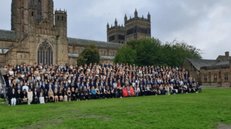 Large group outside Durham Cathedral