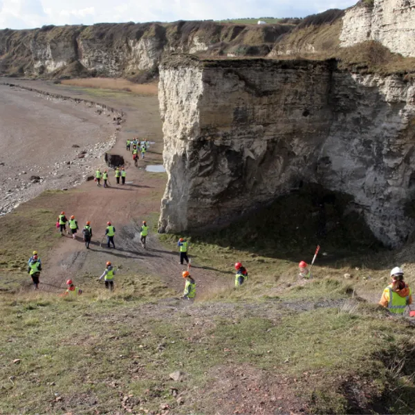 Students on a field trip at the coast