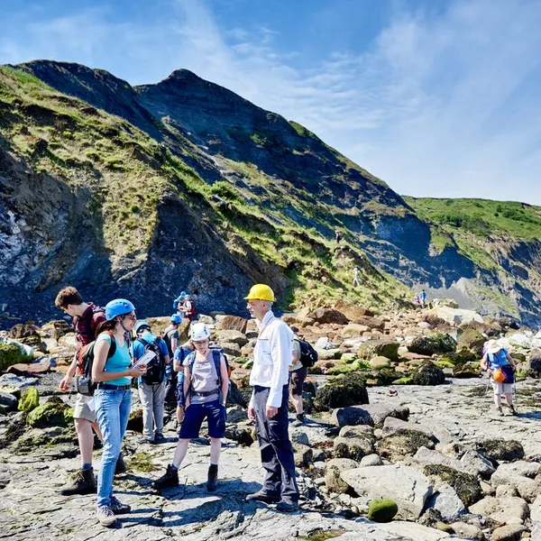 Students on a field trip in a beautiful natural environment