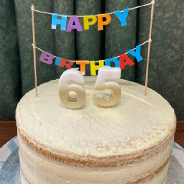 Cake with 65th birthday decoration
