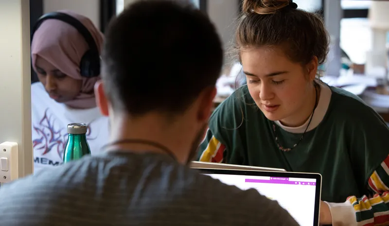 Students studying in a study space