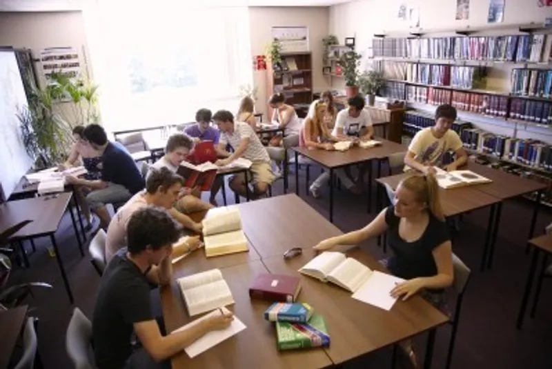 Students researching their chosen topics in the the library study space