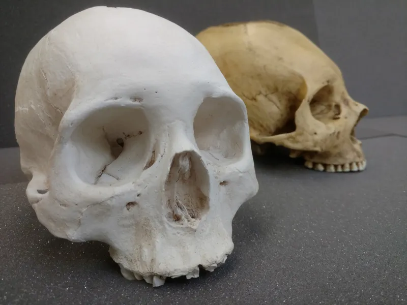 Two human skulls