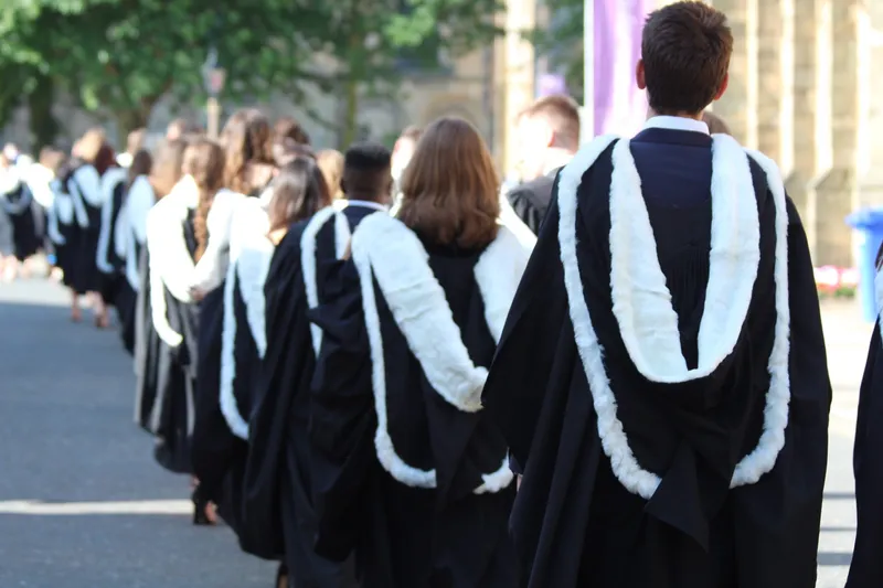 Students in line for graduation