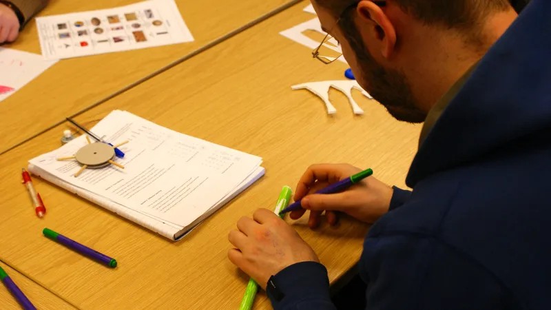 Student crafting education tools