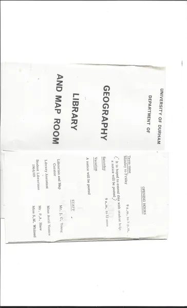David Alexander Alumni Copy of the Library and Map Room Publicity and Staff List 1968-69