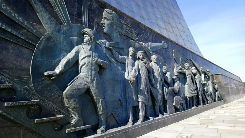 A bas relief wall sculpture showing soldiers