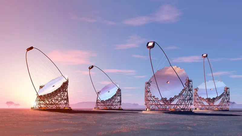 Big CTA telescopes in the evening setting sun