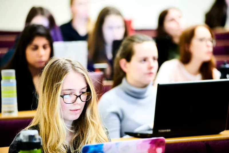 Durham students concentrating in a lecture