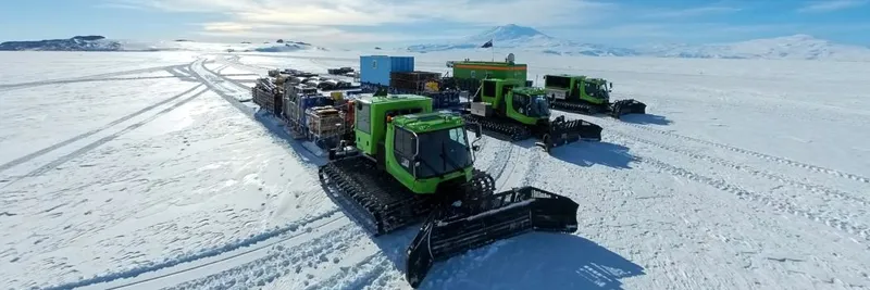 Ice truck in the Arctic pushing snow