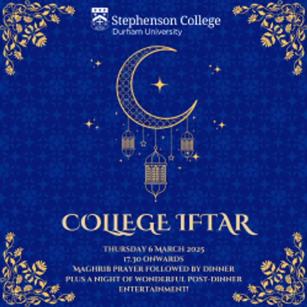 Graphic of a moon on crescent a blue background