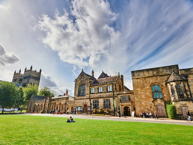 View of Palace Green Library building with Durham Cathedral in the background