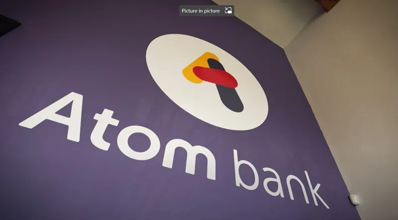 Atom Bank livery on wall
