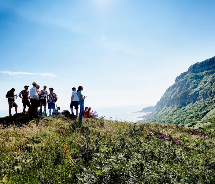 People overlooking cliffs