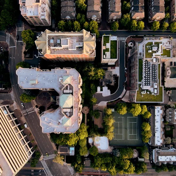 Modern urban city district