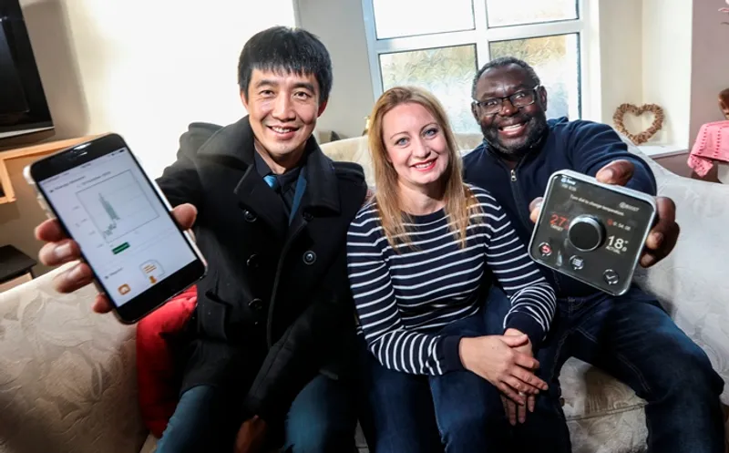 SWii project Hong Chris and Tai holding Smart energy equipment