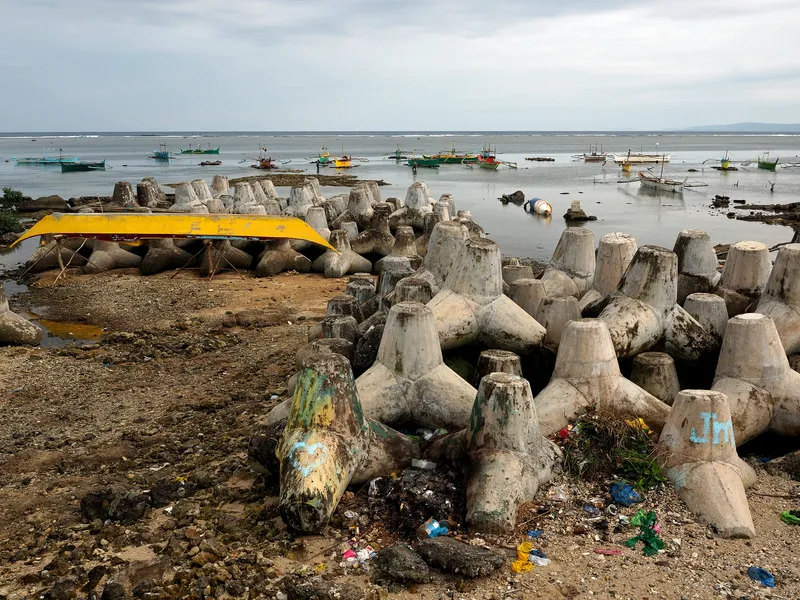 Tetrapod coastal protection in Hernani, Philippines