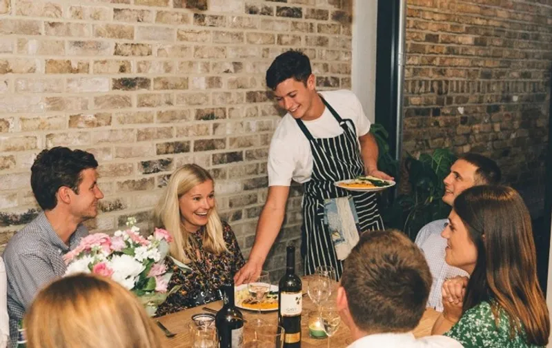 Students sitting in a restaurant