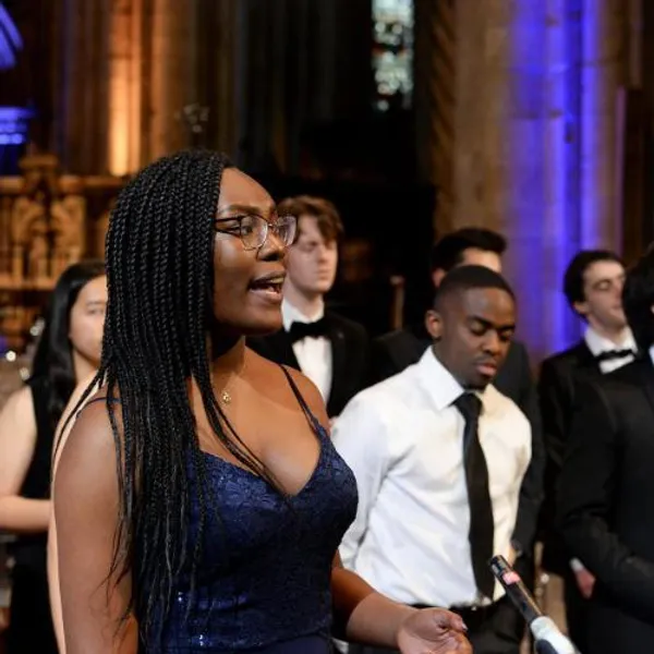 Students singing in Gospel Choir at Durham Cathedral