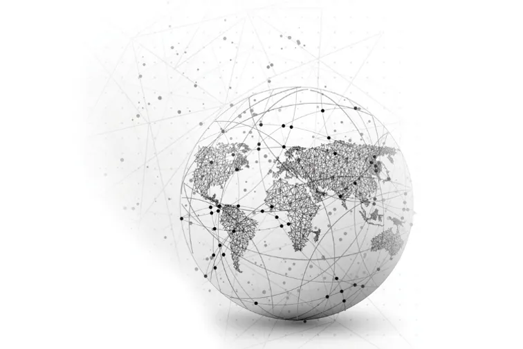 Black and white image of a globe