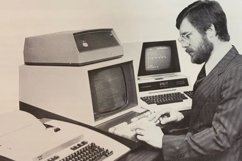 Man on computer in Business School