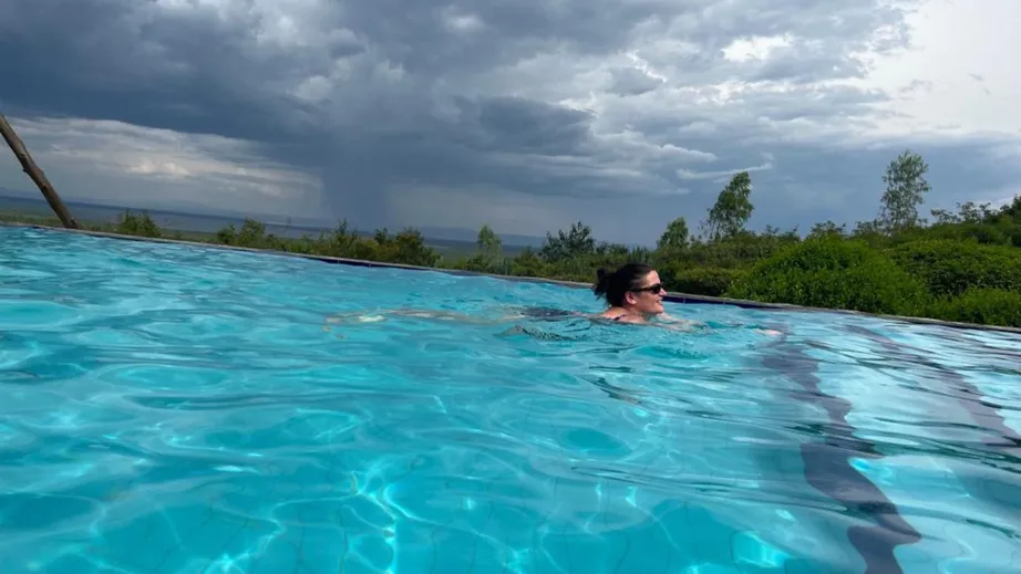 A woman in a swimming pool