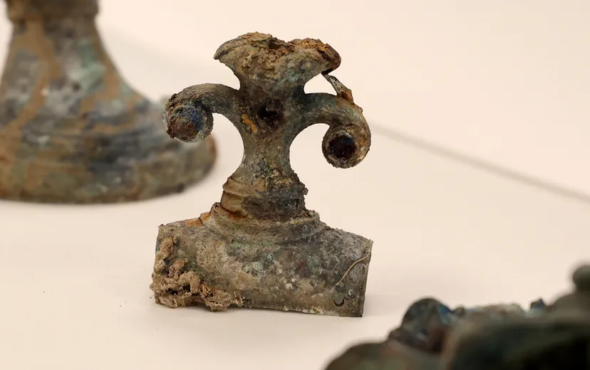 A copper alloy finial from the Melsonby Hoard.