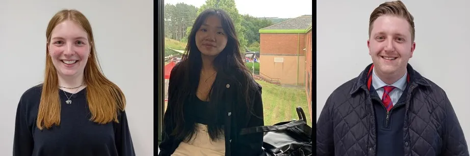 Left to right, head and shoulder pictures of Durham University students Holly Northmore, Sabrina Yu and Scott Wilson.