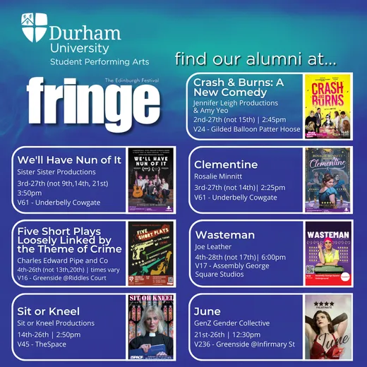 Durham Alumni companies at Edinburgh Fringe Festival 2023