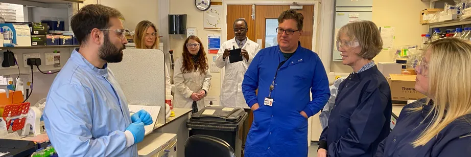 UK Chief Scientific Adviser Professor Dame Angela McLean with colleagues in the Department of Biosciences