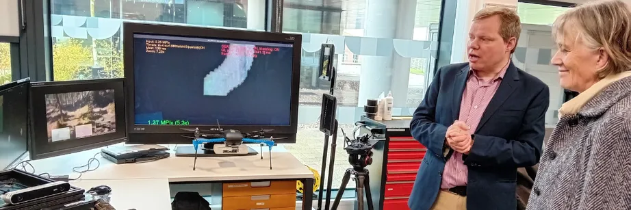 UK Chief Scientific Adviser Professor Dame Angela McLean with Professor Toby Breckon in the Department of Computer Science