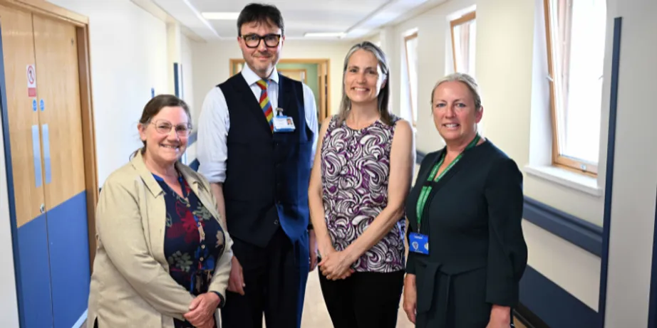 Associate Pro-Vice-Chancellor (Health), Professor Charlotte Clarke, CDDFT Chairman Professor Richard Scothon, Chancellor Dr Fiona Hill, CDDFT Chief Executive Sue Jacques