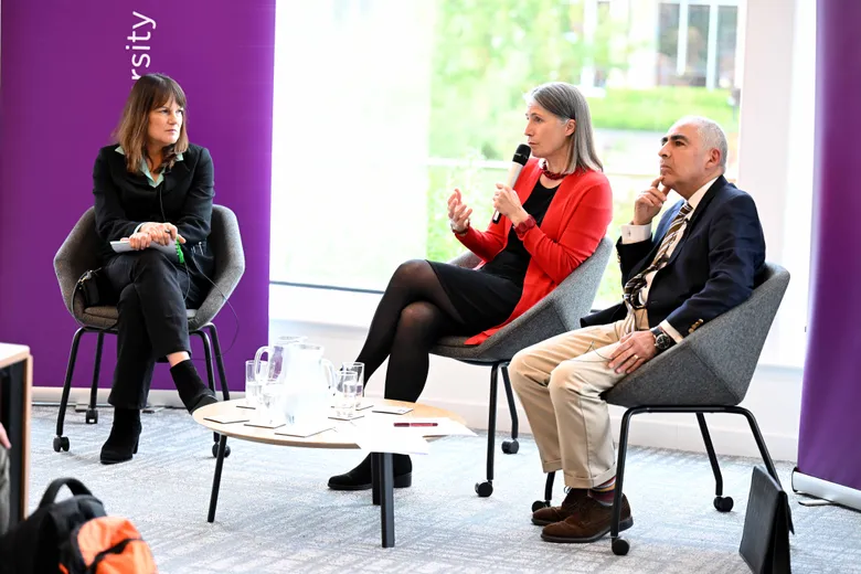 Panellists Professor Barbara Keys from our Department of History, Chancellor Dr Fiona Hill and Professor Anoush Ehteshami, Senior Fellow from our Global Policy Institute.