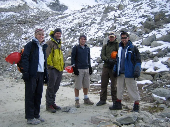 Students on a moraine in Arolla, Switzerland, Sept 2008