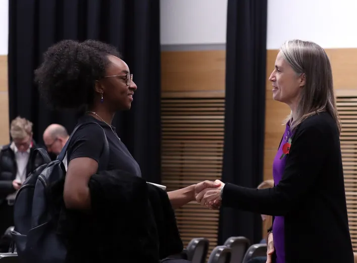 Dr Fiona Hill talking to people