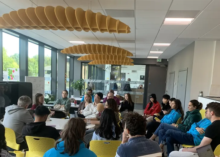 Natasha Boulding speaking in the Hazan Venture Lab